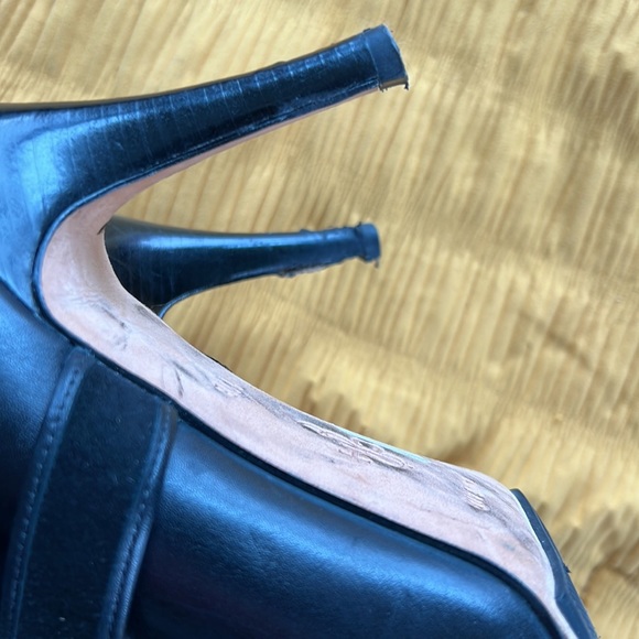 🛍️Cole Haan Nike air footbed black leather/suede strappy heel booties boots 11 - Picture 7 of 8